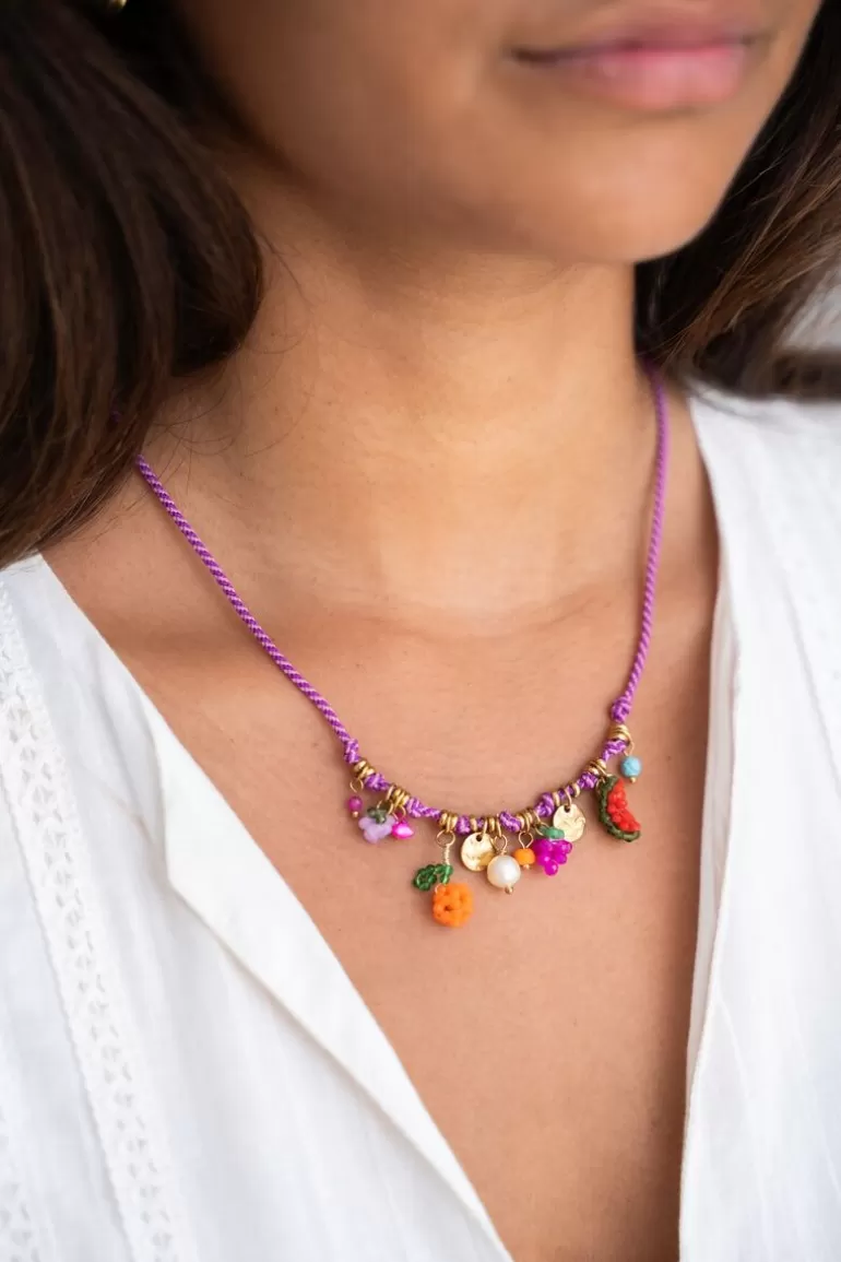 Middellange Kettingen | Bedel Ketting^My Jewellery Art Paarse Touw Ketting Tutti Frutti